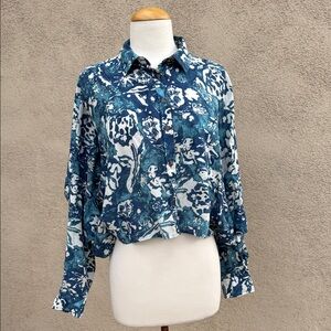 NWT Anthropologie Blue Floral Jacket